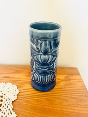 Vintage Libby Mid-Century Blue Ceramic Tiki Bar Mug
